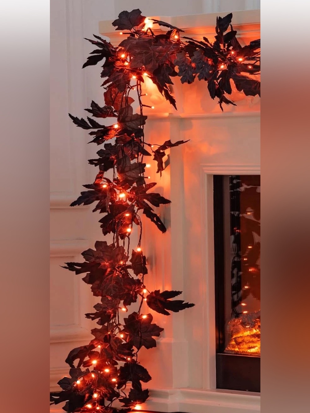 60+ ft. Black Maple Leaves🍁200 LED steady/Blinking Orange lights NEW in box